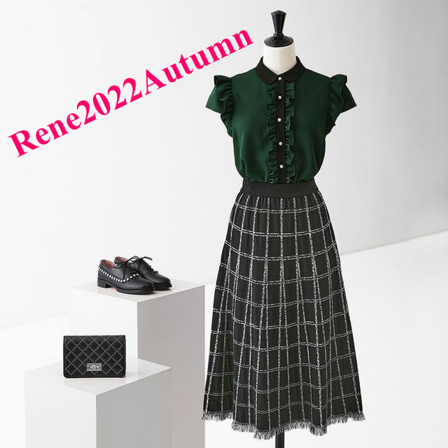 レディースRene 2022♡Autumn Wind【新品未使用】配色フリルブラウス34