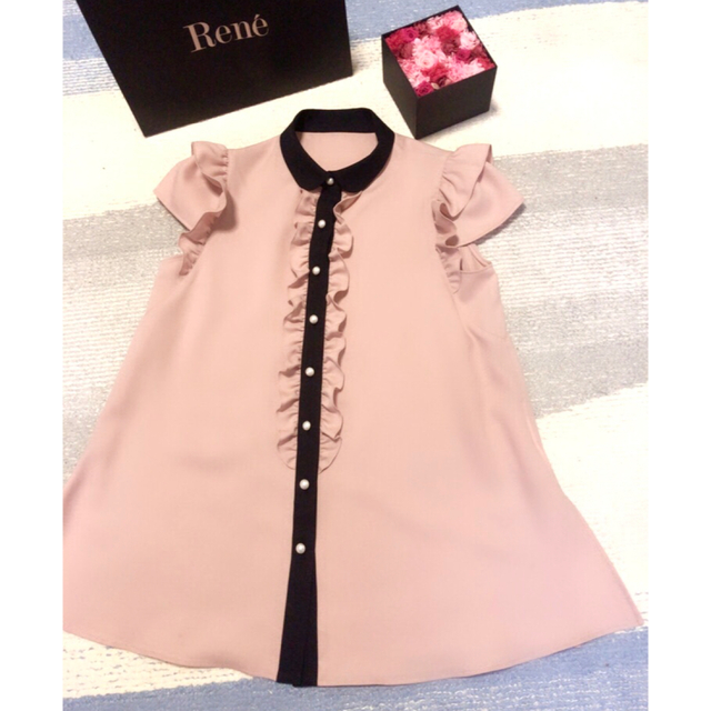 Rene 2022♡Autumn Wind【新品未使用】配色フリルブラウス34 数量限定