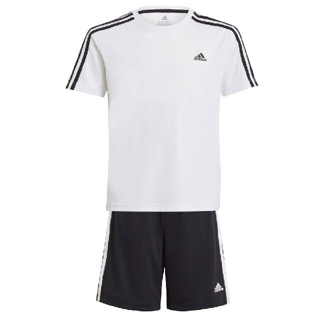 adidas(アディダス)の150 アディダス キッズ 半袖Tシャツ 短パン 上下セット スリーストライプス キッズ/ベビー/マタニティのキッズ服男の子用(90cm~)(Tシャツ/カットソー)の商品写真