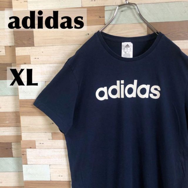 adidas(アディダス)のにゃー様　輸入古着 アディダス Tシャツ ロゴ  ネイビー 半袖 2-8 メンズのトップス(Tシャツ/カットソー(半袖/袖なし))の商品写真