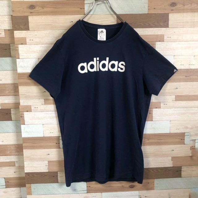 adidas(アディダス)のにゃー様　輸入古着 アディダス Tシャツ ロゴ  ネイビー 半袖 2-8 メンズのトップス(Tシャツ/カットソー(半袖/袖なし))の商品写真