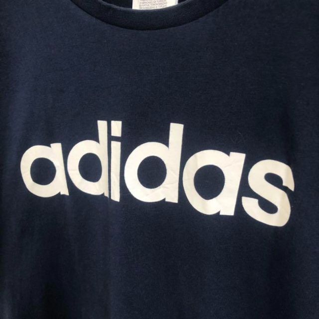 adidas(アディダス)のにゃー様　輸入古着 アディダス Tシャツ ロゴ  ネイビー 半袖 2-8 メンズのトップス(Tシャツ/カットソー(半袖/袖なし))の商品写真