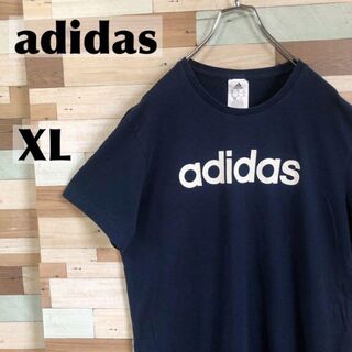 アディダス(adidas)のにゃー様　輸入古着 アディダス Tシャツ ロゴ  ネイビー 半袖 2-8(Tシャツ/カットソー(半袖/袖なし))