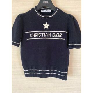 クリスチャンディオール(Christian Dior)のDior！美品　半袖ニット　今期　ネイビー　サイズ38(カットソー(長袖/七分))