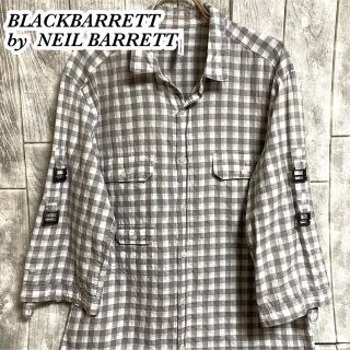 ブラックバレットバイニールバレット(BLACKBARRETT by NEIL BARRETT)の【blackbarrett】ブラックバレット チェック柄　7分袖シャツ　メンズ(シャツ)