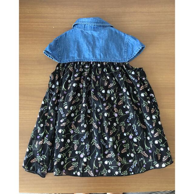 キッズ　トップス  シースルー サマールック　デニム　花柄　110cm キッズ/ベビー/マタニティのキッズ服女の子用(90cm~)(ブラウス)の商品写真