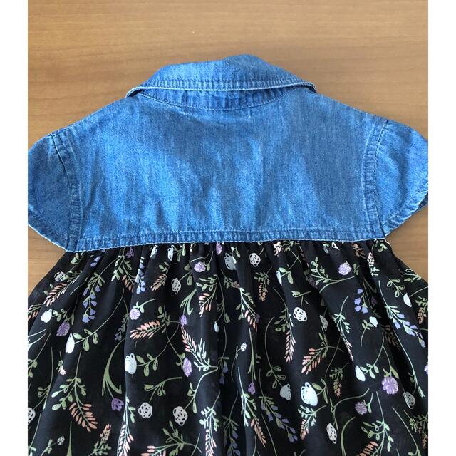 キッズ　トップス  シースルー サマールック　デニム　花柄　110cm キッズ/ベビー/マタニティのキッズ服女の子用(90cm~)(ブラウス)の商品写真