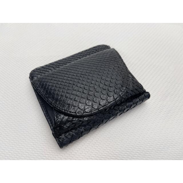 D792 新品 蛇革 パイソン 二つ折財布 本革 本物 コンパクト メンズのファッション小物(折り財布)の商品写真