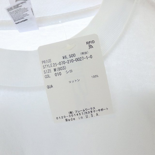 FRAMeWORK(フレームワーク)のフレームワーク Tシャツ カットソー 長袖 プリント M 白 ホワイト 黒 レディースのトップス(カットソー(長袖/七分))の商品写真