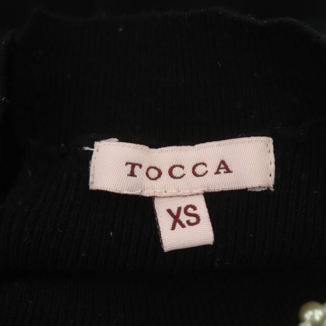 TOCCA(トッカ)のトッカ ニット カットソー 半袖 ハイネック パール ビジュー XS 黒 レディースのトップス(ニット/セーター)の商品写真