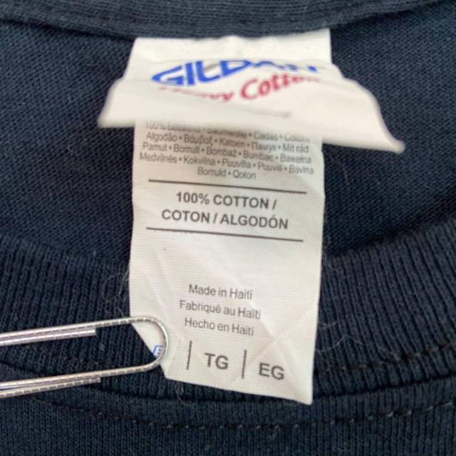 輸入古着 GILDAN スパルタンレース リボン ビックプリント XLサイズ メンズのトップス(Tシャツ/カットソー(半袖/袖なし))の商品写真