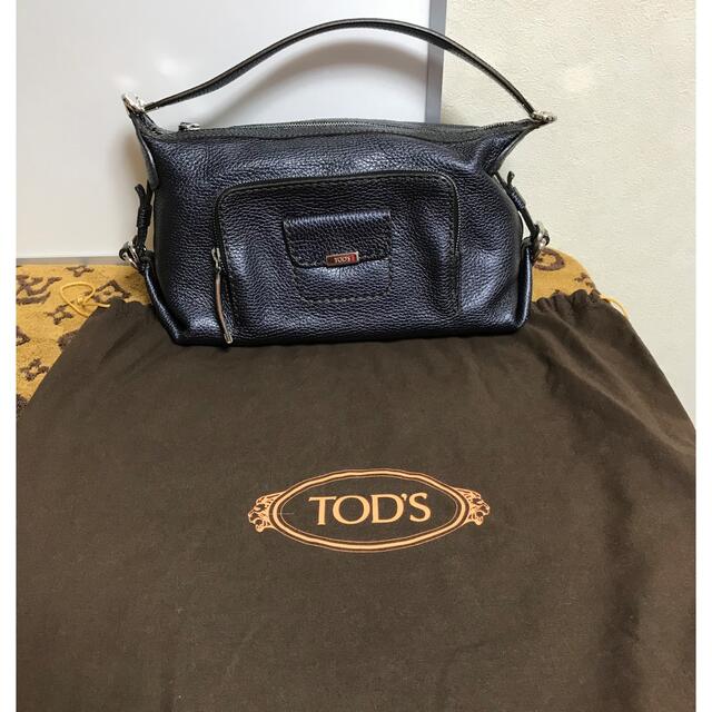 TOD'S ワンハンドルバッグ ブルーメタリックカラー 本革レザーワン