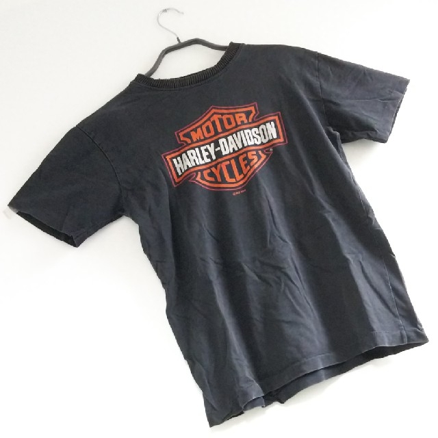 Harley Davidson(ハーレーダビッドソン)の◆45 レア 当時物 ハーレーダビッドソン カナダ カットソー Tシャツ 黒 メンズのトップス(Tシャツ/カットソー(半袖/袖なし))の商品写真