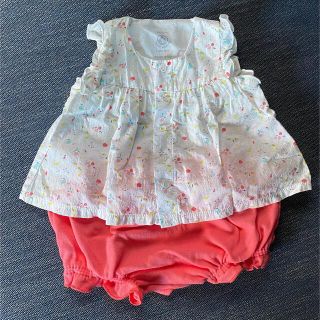 プチバトー(PETIT BATEAU)のプチバトー　花柄 フリルブラウス セットアップ 6m 67cm(シャツ/カットソー)