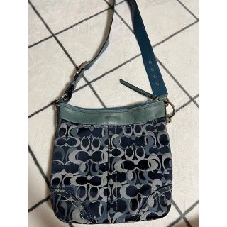 コーチ(COACH) 本革 ショルダーバッグ(レディース)(ブルー・ネイビー ...