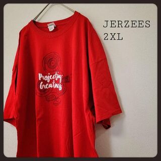 【JERZEES 】シンプルTシャツ　2XL XXL  レッド(Tシャツ/カットソー(半袖/袖なし))