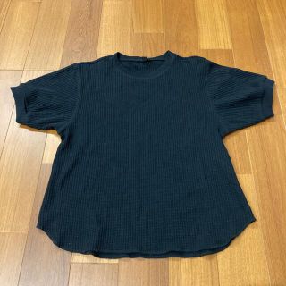 ユニクロ(UNIQLO)のユニクロ　ワッフルクルーネックT　ブラック　S(Tシャツ(半袖/袖なし))