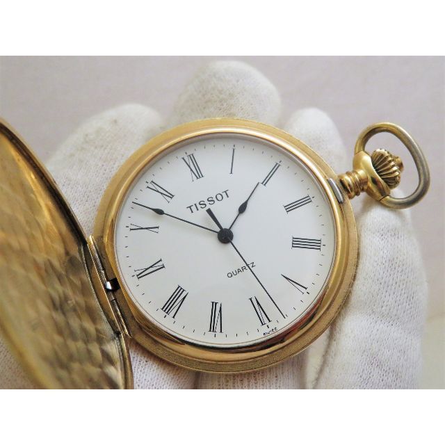 TISSOT - TISSOT 懐中時計 ハンターケース ゴールド ローマン QUARTZ