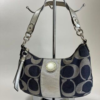 コーチ(COACH)の【ド定番】コーチ　トートバッグ　ショルダーバッグ　シルバー　ネイビー(トートバッグ)