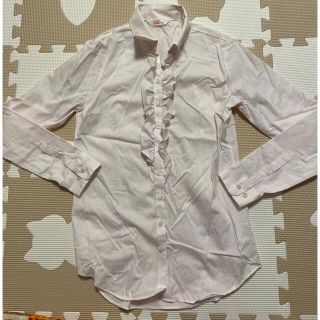 アオヤマ(青山)の洋服の青山　カラーフリルブラウス　ピンク【長袖】(シャツ/ブラウス(長袖/七分))