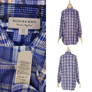 バーバリー シャツ ブラウス チェック 総柄 シルク100% トップス-