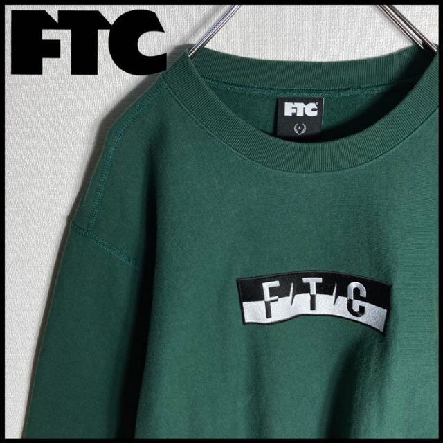 即完売モデル】FTC 刺繍ビッグロゴ入りスウェット 人気Lサイズ 深緑