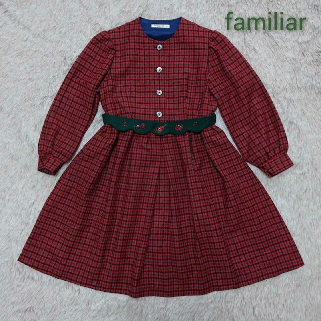 希少·美品》⚜️familiar／ファミリア⚜️ チェック ワンピース 120