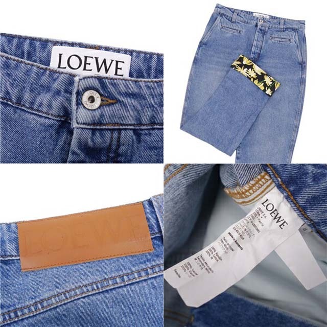 LOEWE - ロエベ パンツ フィッシャーマン デニムパンツ 裾花柄 LOEWE - ロエベ パンツ フィッシャーマン デニムパンツ 裾花柄