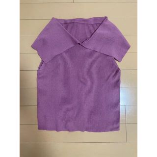 GRL - ビッグカラーノースリーブショート丈ニットトップス[mb1496