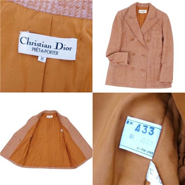 Christian Dior(クリスチャンディオール)のクリスチャンディオール ジャケット ダブル ツイード レディース ウール M レディースのジャケット/アウター(ブルゾン)の商品写真