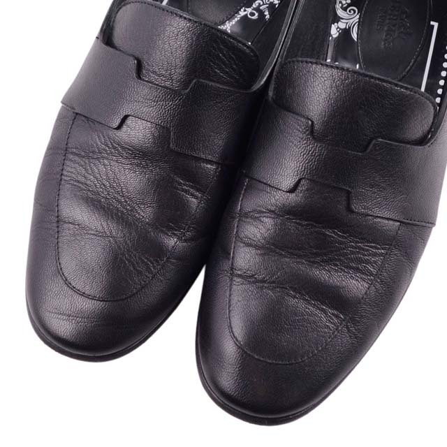 ファッション通販 HERMES　ローファー靴　黒カーフ革 ローファー/革靴