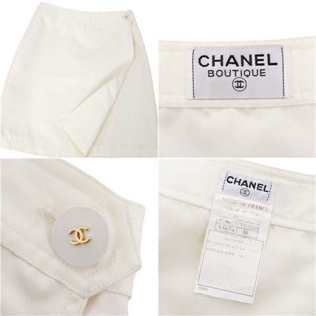 CHANEL(シャネル)のシャネル スカート 97C ココマークボタン ラップスカート フレア ナイロン レディースのスカート(ひざ丈スカート)の商品写真