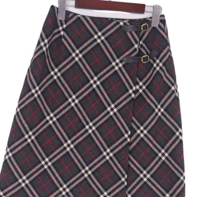 BURBERRY(バーバリー)のバーバリー スカート ラップスカート 巻きスカート ウール チェック ベルト付き レディースのスカート(ひざ丈スカート)の商品写真