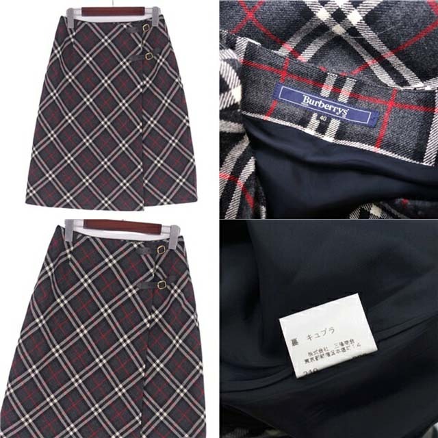 BURBERRY(バーバリー)のバーバリー スカート ラップスカート 巻きスカート ウール チェック ベルト付き レディースのスカート(ひざ丈スカート)の商品写真