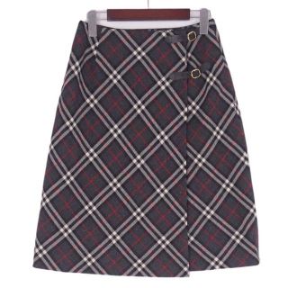 バーバリー(BURBERRY)のバーバリー スカート ラップスカート 巻きスカート ウール チェック ベルト付き(ひざ丈スカート)