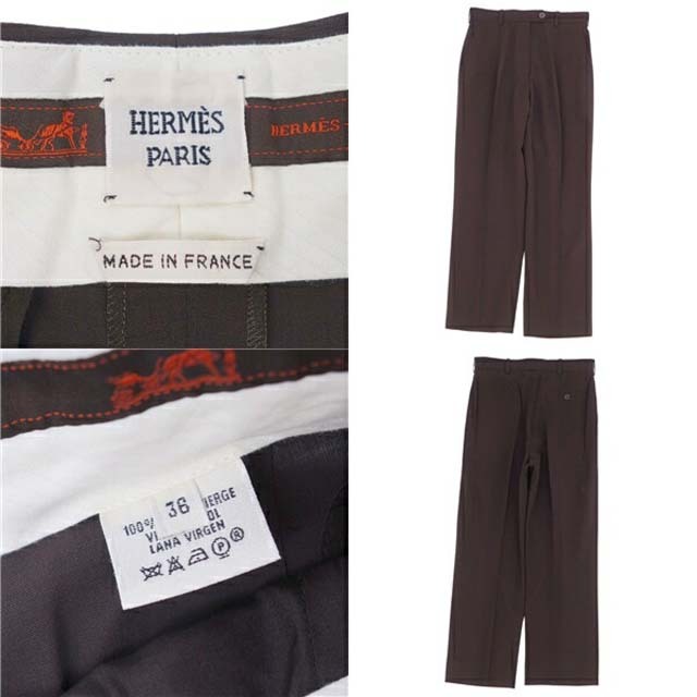 Hermes(エルメス)のエルメス パンツ ロングパンツ ウール 無地 ボトムス レディース フランス製 レディースのパンツ(ショートパンツ)の商品写真