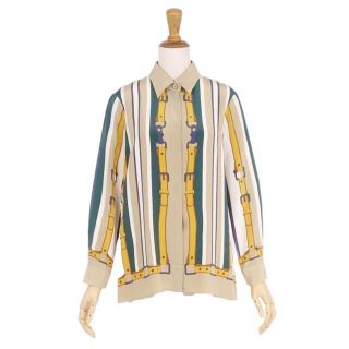 グッチ(Gucci)のグッチ シャツ ブラウス ストライプ シルクツイル トップス レディース(シャツ/ブラウス(半袖/袖なし))