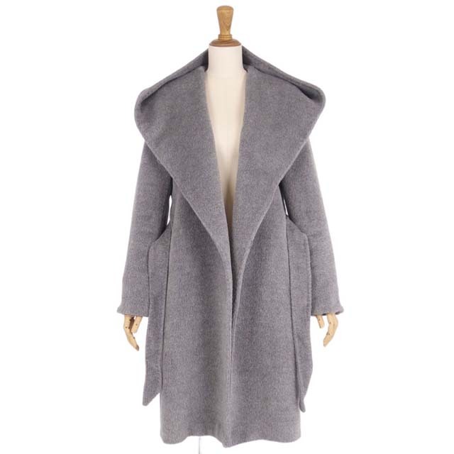 【美品】Max Mara 白タグ アルパカ フードベルテッドコート リアルト