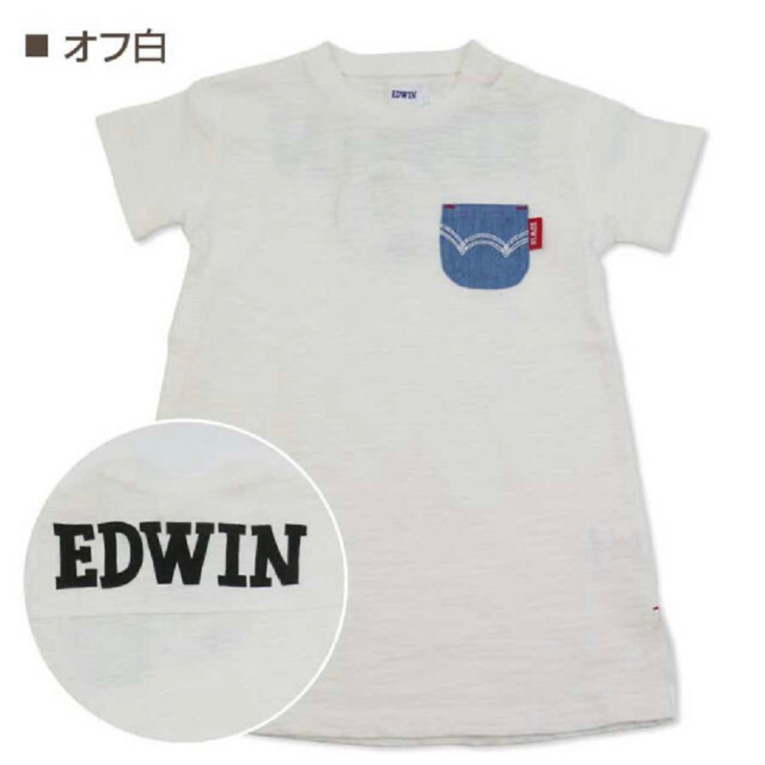 EDWIN(エドウィン)の美品 EDWIN バックプリント半袖ワンピース 80cm 2枚セット 双子 キッズ/ベビー/マタニティのベビー服(~85cm)(ワンピース)の商品写真