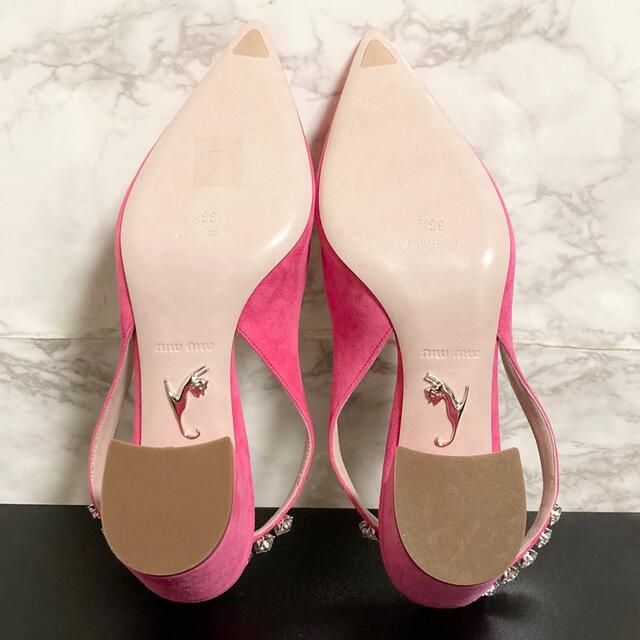 【新品同様 19SS】miu miu スタービジュー バックストラップパンプス