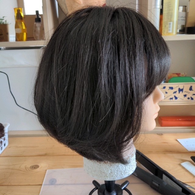 ✨サラサラ人毛100%ウイッグ✨ショートボブ ナチュラルブラック 人毛
