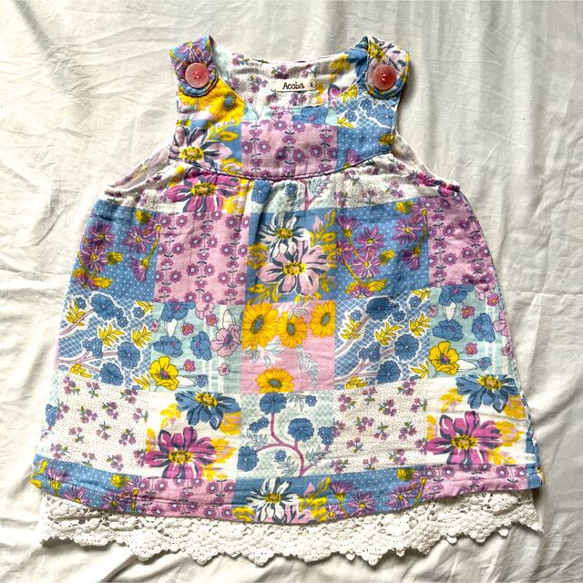 Acoba(アコバ)のAcoba95 ワンピース　チュール付き　綿100% キッズ/ベビー/マタニティのキッズ服女の子用(90cm~)(ワンピース)の商品写真