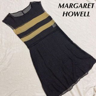 マーガレットハウエル(MARGARET HOWELL)のマーガレット ハウエル MHL ワンピース シルク 水玉 ドット シアー 透け感(ひざ丈ワンピース)