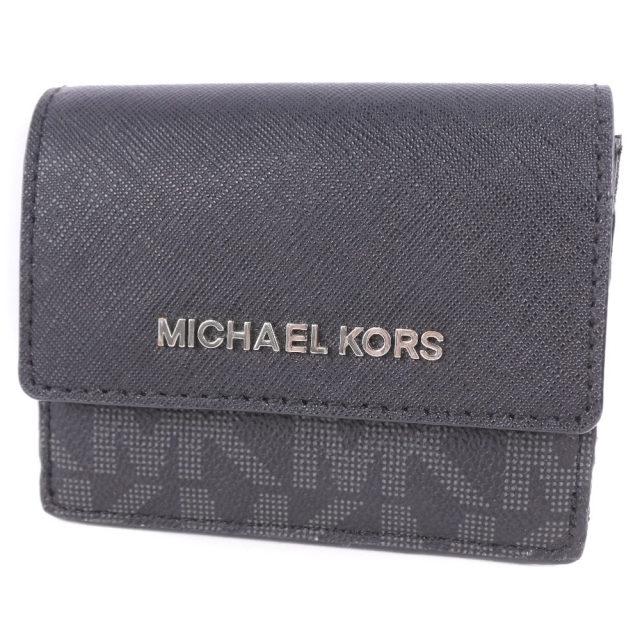【Michael Kors】マイケルコース 牛革×PVC 黒 ユニセックス 二つ折り財布 1