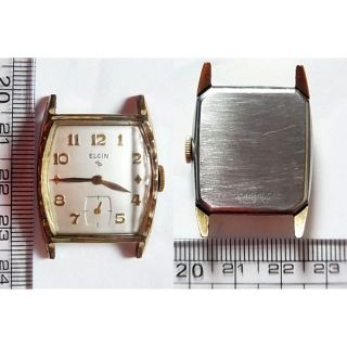 ELGIN - ELGINエルジン腕時計10K金張り手巻き2針スモセコ角形