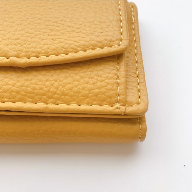 レディース 本革 ミニ財布 三つ折り スキミング防止 淡色 黄色 からし色 レディースのファッション小物(財布)の商品写真