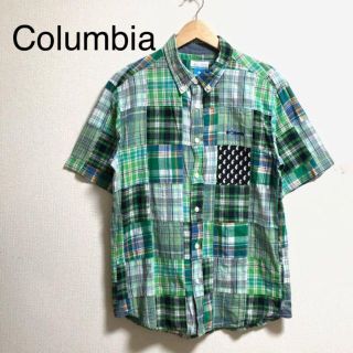 コロンビア(Columbia)のコロンビア  希少　おしゃれ　切り替え　チェック　半袖　シャツ　グリーン(シャツ)