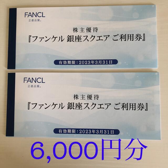 ファンケル 株主優待券（銀座スクエアご利用券）6000円分の通販 by ...