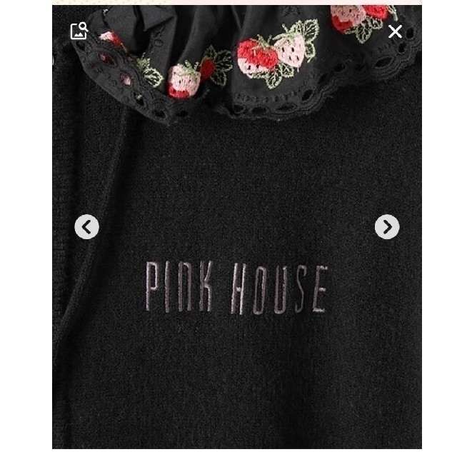 PINK HOUSE(ピンクハウス)の最終お値下げ☆ピンクハウス　苺レース使いニットフードカーディガン レディースのトップス(カーディガン)の商品写真