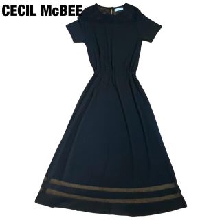 セシルマクビー(CECIL McBEE)の【即日発送】CECILMcBEE 美品 ロングワンピース ウエストゴム レース(ロングワンピース/マキシワンピース)